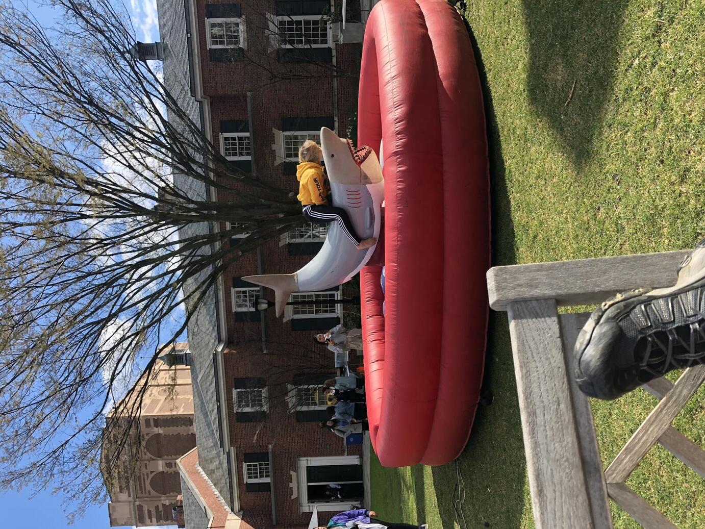 red inflatable pool