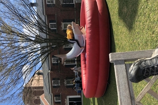 red inflatable pool